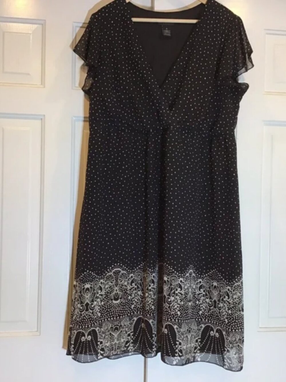 Lane Bryant Women Black polka dot Midi Dress Sz 16